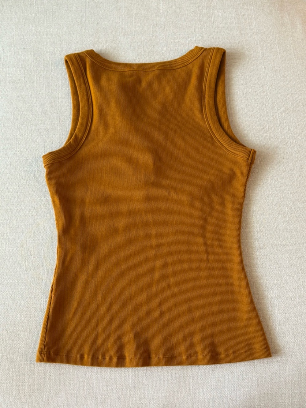Sezane Ochre Ribbed Button-Front Tank - Picture 2 of 4